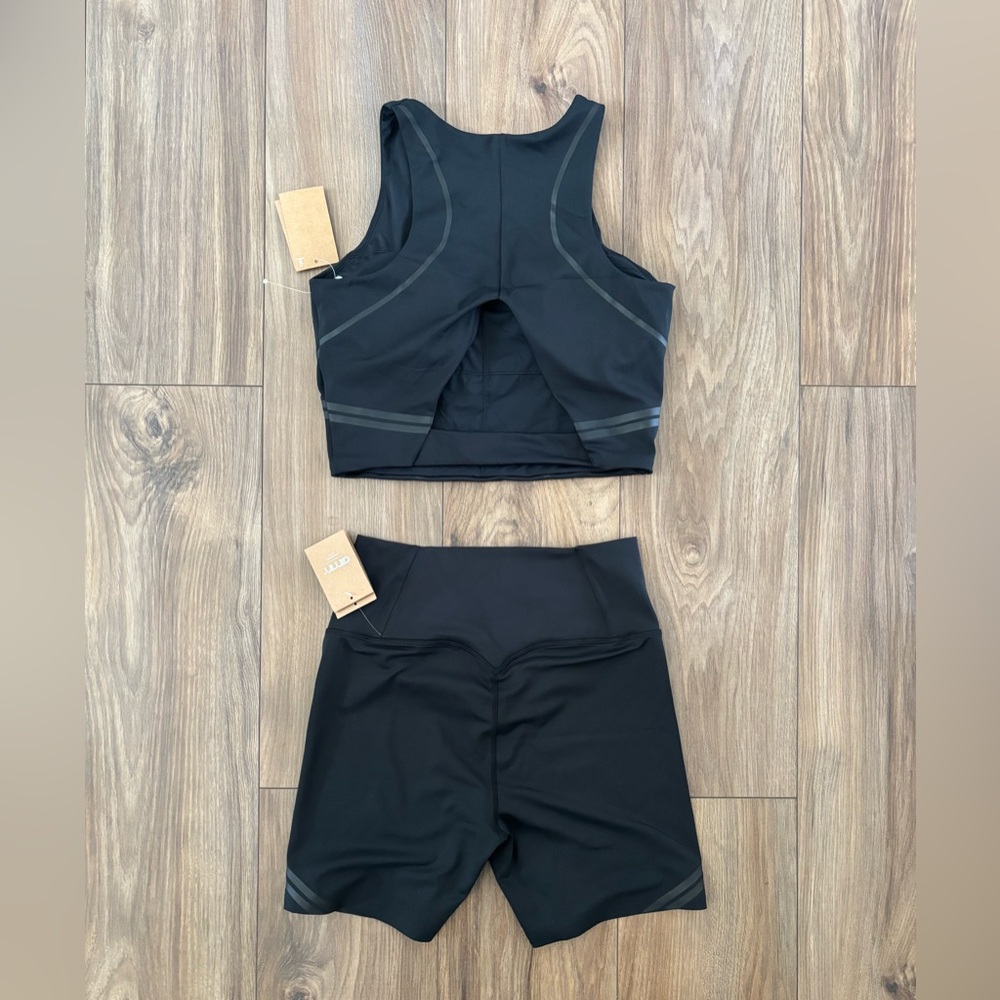 Aim’n Elevate Core Women's Black Athletic Sports Bralette and Short Set Large - Picture 2 of 7
